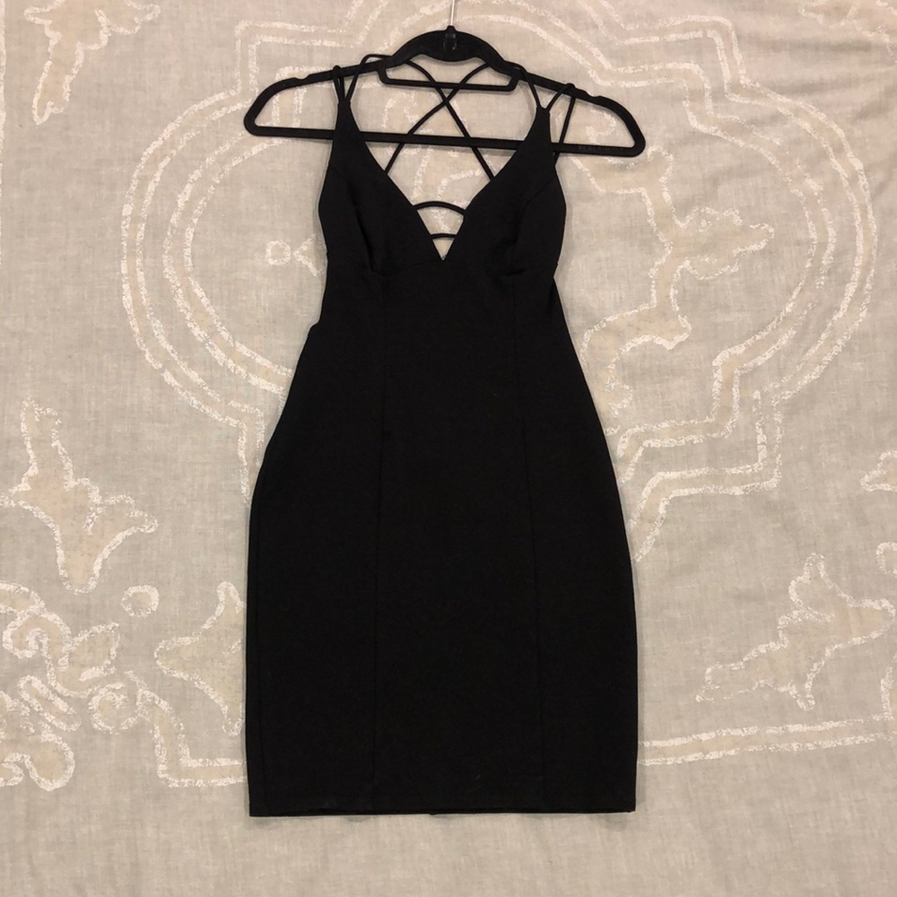 Lulu’s Little Black Bodycon Strappy Dress